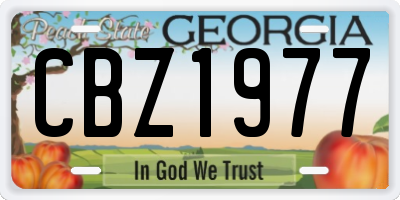 GA license plate CBZ1977