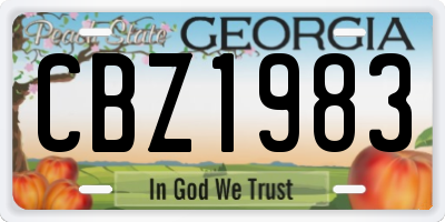 GA license plate CBZ1983
