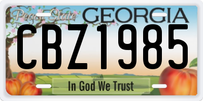 GA license plate CBZ1985