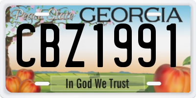 GA license plate CBZ1991