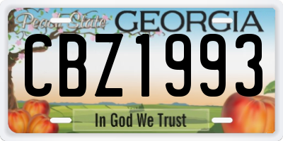 GA license plate CBZ1993