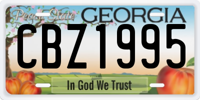 GA license plate CBZ1995