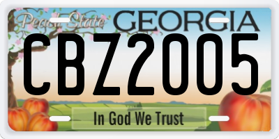 GA license plate CBZ2005