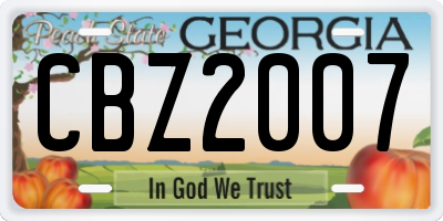 GA license plate CBZ2007