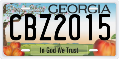 GA license plate CBZ2015