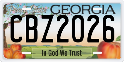 GA license plate CBZ2026