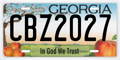 GA license plate CBZ2027