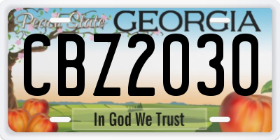 GA license plate CBZ2030