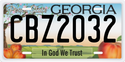 GA license plate CBZ2032