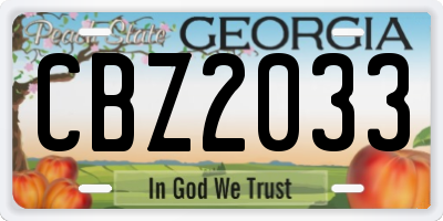 GA license plate CBZ2033