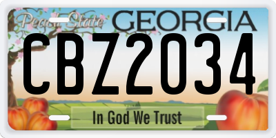 GA license plate CBZ2034