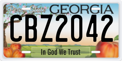 GA license plate CBZ2042