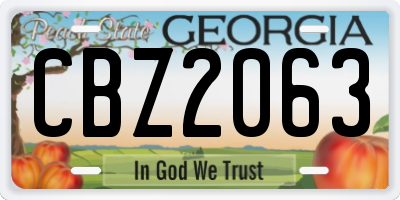 GA license plate CBZ2063