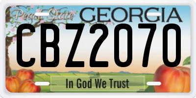 GA license plate CBZ2070