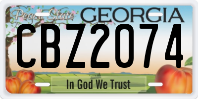 GA license plate CBZ2074