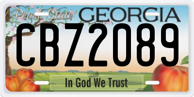 GA license plate CBZ2089