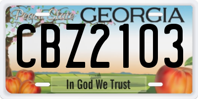 GA license plate CBZ2103