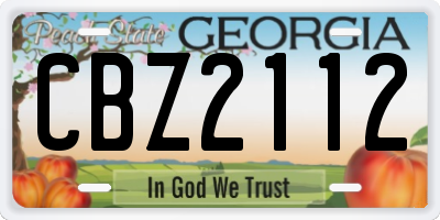 GA license plate CBZ2112