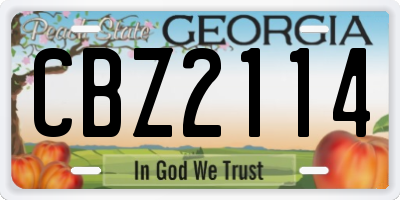 GA license plate CBZ2114
