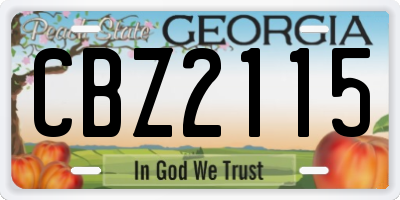 GA license plate CBZ2115