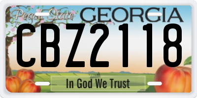 GA license plate CBZ2118