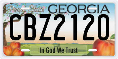 GA license plate CBZ2120