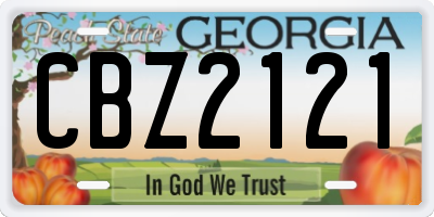 GA license plate CBZ2121