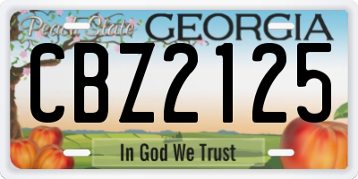 GA license plate CBZ2125
