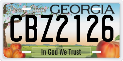 GA license plate CBZ2126