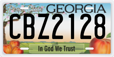 GA license plate CBZ2128