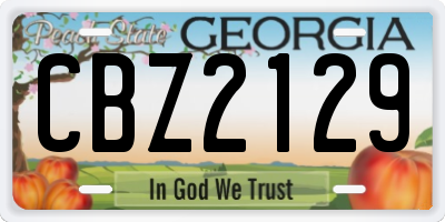 GA license plate CBZ2129