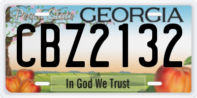 GA license plate CBZ2132