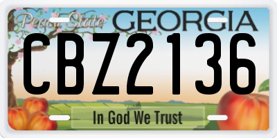 GA license plate CBZ2136