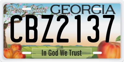 GA license plate CBZ2137