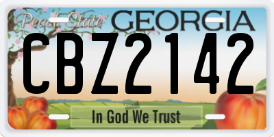 GA license plate CBZ2142