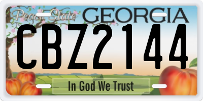 GA license plate CBZ2144