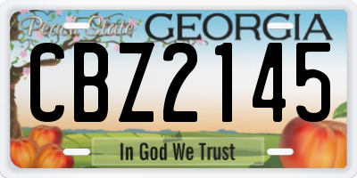 GA license plate CBZ2145