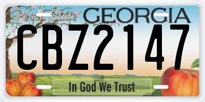 GA license plate CBZ2147