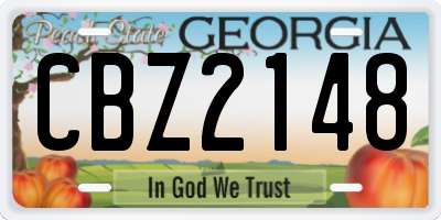 GA license plate CBZ2148