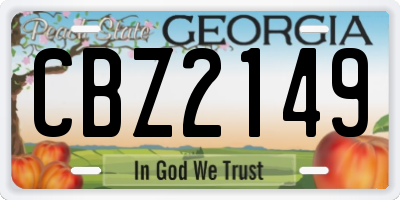 GA license plate CBZ2149