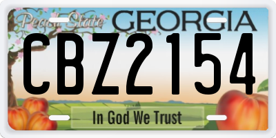 GA license plate CBZ2154