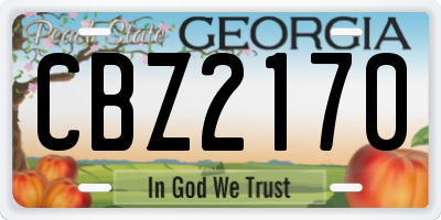 GA license plate CBZ2170