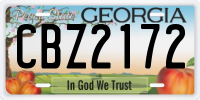 GA license plate CBZ2172