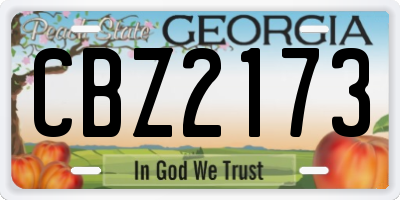 GA license plate CBZ2173