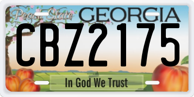 GA license plate CBZ2175