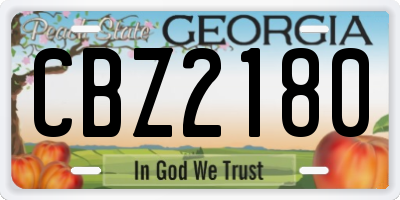 GA license plate CBZ2180