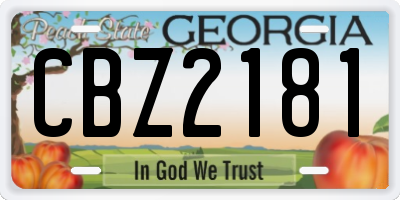 GA license plate CBZ2181