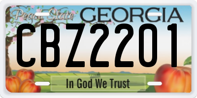 GA license plate CBZ2201