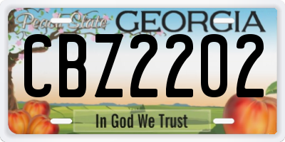 GA license plate CBZ2202