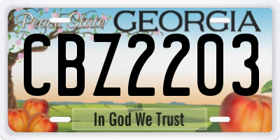 GA license plate CBZ2203
